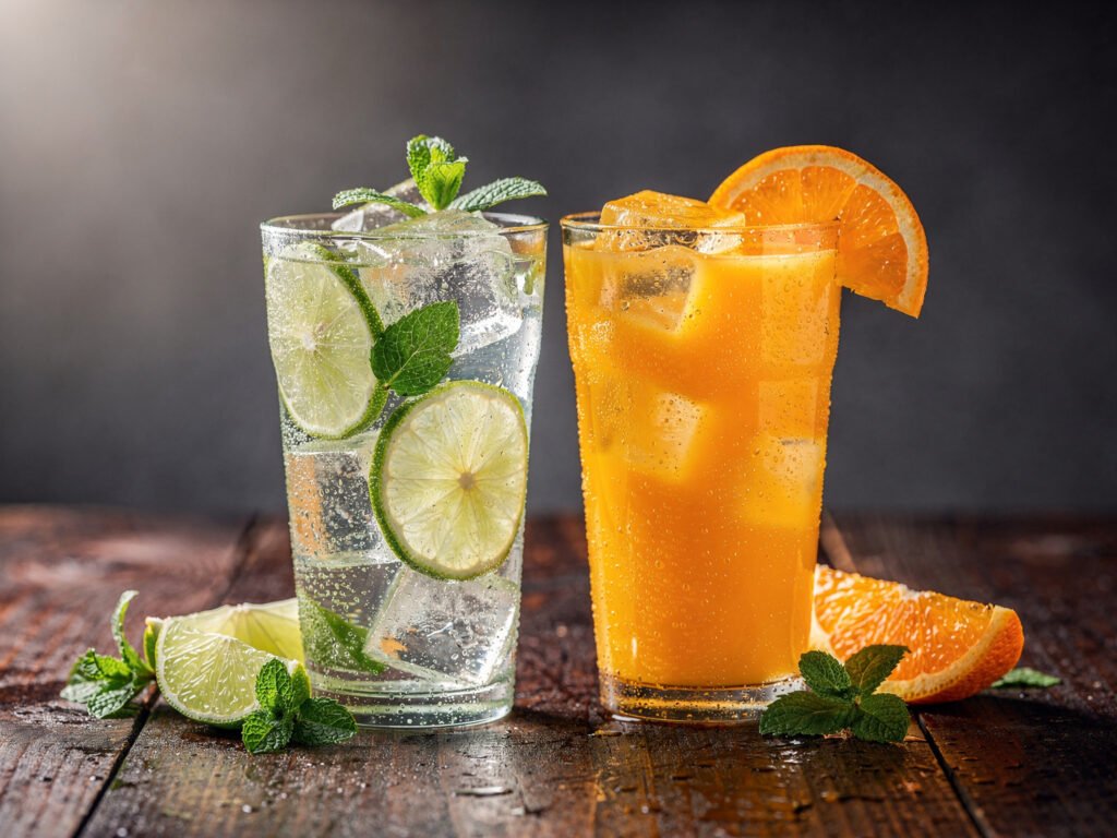 Fresh lime soda and juices (illustrative)
